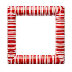 Fototapeta premium Rectangular frame with red and white candy cane striped pattern for christmas design isolated on transparent background