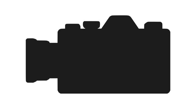 Digital SLR camera icon isolated on black background