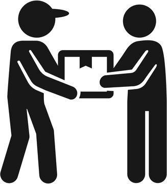 delivery person handing package to customer 