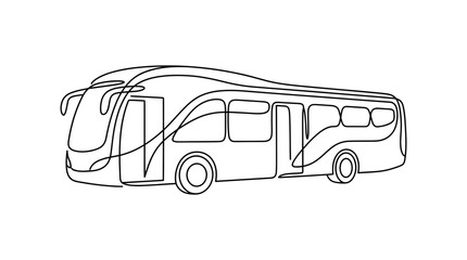Fototapeta premium Continuous Line Drawing of a Modern Bus, Minimalist Transport Icon