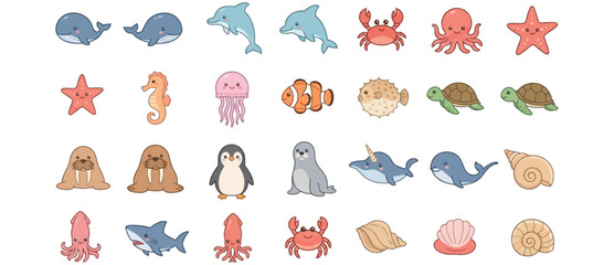 Cute Cartoon Sea Creatures Collection © alesana