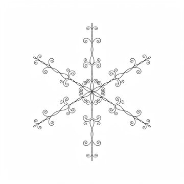 Intricate swirling snowflake design with delicate scrollwork during winter isolated on transparent background