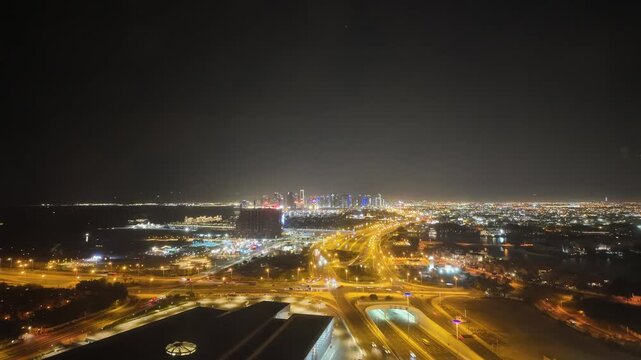 night timeline of doha in qatar with view of doha skyline