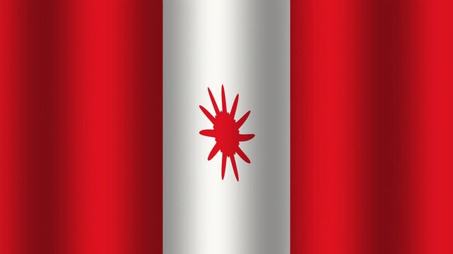 The flag displays red stripes on the sides with a white stripe in the middle featuring a central red star. It represents national pride and identity