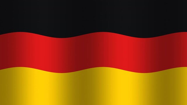A flag features three horizontal stripes in black, red, and yellow. The colors blend smoothly, creating a flowing effect. This representation symbolizes national pride and identity