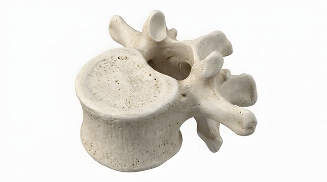 human body Anatomical illustration of a human lumbar vertebra bone isolated on white background