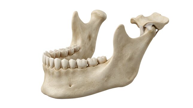 human body Human Mandible Bone Anatomy with Teeth and Temporomandibular Joint Detail