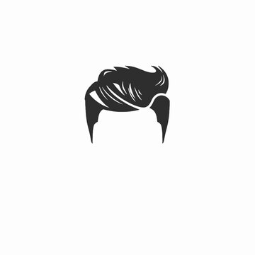 Stylized illustration of a mans dark hair with a pompadour style.