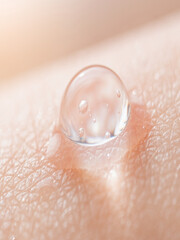 Fototapeta premium Crystal Clear Skincare Serum Droplet on Healthy Glowing Skin Macro Beauty Photography