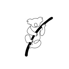 Koala bear climbing onto a tree branch depicted with a continuous fluid line drawing style for simple nursery and nature decor. © Joy
