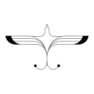 Stylized bird silhouette with extended wings and geometric lines forming a decorative avian emblem for creative branding and design.