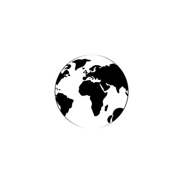 World map globe showing continents in a detailed spherical projection for global travel geography and international business concepts.