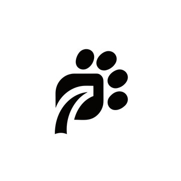 Natural pet care concept graphic featuring paw print combined with green leaf element for veterinary services or organic pet products.
