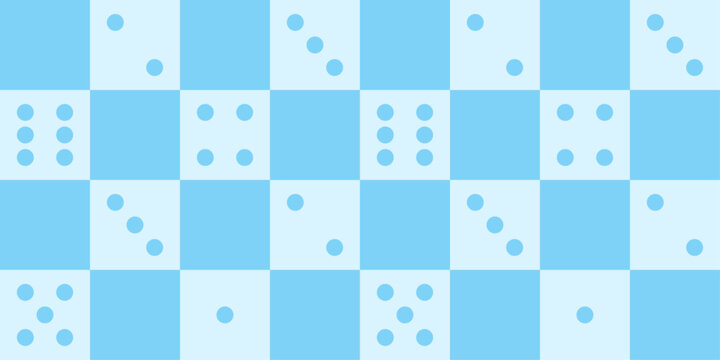 Seamless dice pattern in blue color. Checkered mosaic print. Square geometric texture for casino, fabric, textile, wallpaper, and cover designs.