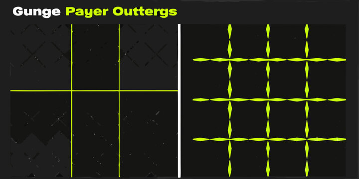 Geometric pattern with neon green lines on a black textured background
