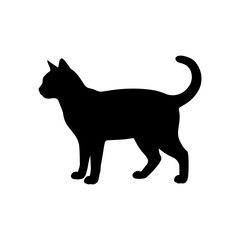 Black cat silhouette, feline icon, animal shape, pet design isolated on White Background © Md jakir