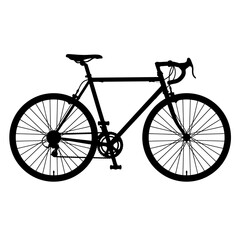 Fototapeta premium Road bike, bicycle, cycling, sports, fitness, black, vector, illustration, 1 icon isolated on White Background