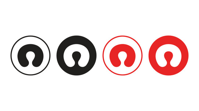 Abstract Horseshoe U-Shape Logo Symbols in Red and Black