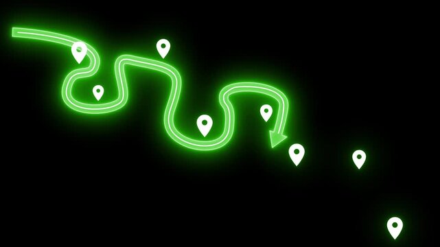 Glowing Path with Location Markers Animation