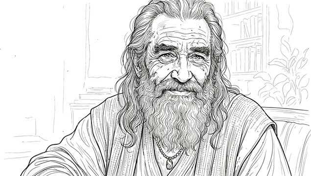 sketch of a man with a beard