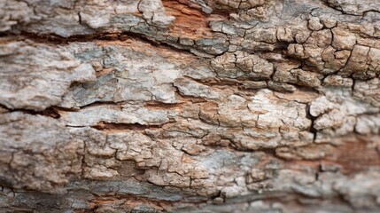 Fototapeta premium Tree bark texture showing rough pattern and weathered surface. Natural wood background detail for design project. Organic forest material close up to depict earthy nature environment.