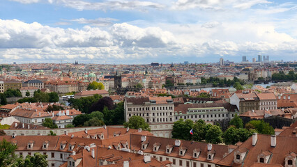 Fototapeta premium panorama of Prague seen from south gardens below Hradcany castle