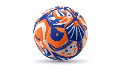 Obraz premium Creative 3D soccer ball featuring abstract blue and orange decorative patterns.