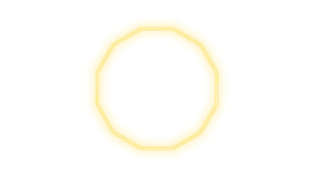 Vibrant yellow square, white decagon outline, isolated on transparent background. Minimalist vector illustration for graphic design, web, app icons, branding, and education. Perfect for commercial
