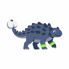 Fototapeta premium Cute Stegosaurus Dinosaur Wearing Fitness Armbands Vector
