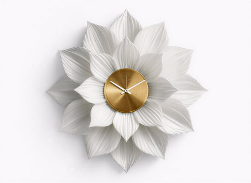 Elegant White Flower Wall Clock Luxury Floral Design