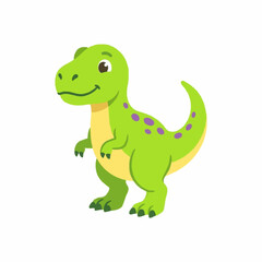 Fototapeta premium Cute green dinosaur standing smiling cartoon character vector