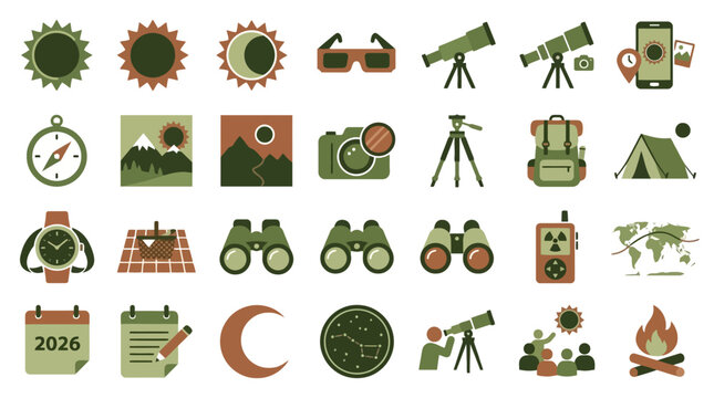Vector Icons Collection Of Diverse Flat Design Icons And Symbols Set. EPS Editable
