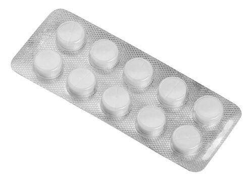 white tablets in a blister isolated