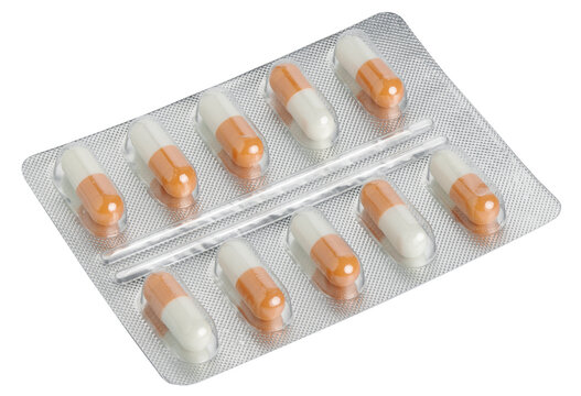 capsules in a blister isolated