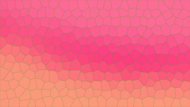 Hot pink textured mosaic design blending into a peachy bottom.