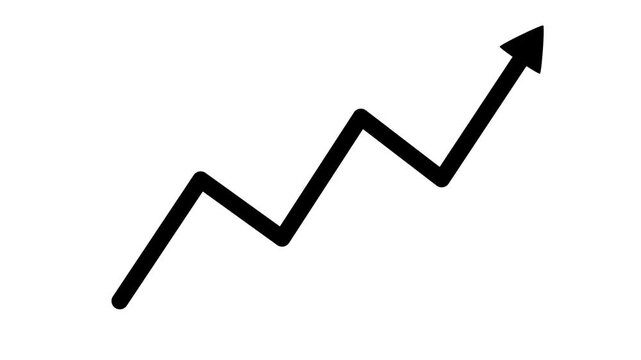 Upward zigzag arrow growth progress and rising success in a simple graphic style animation