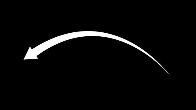 Curved arrow pointing left simple direction symbol for navigation movement and guidance animation