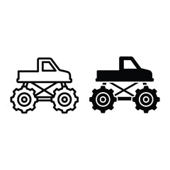 Black and white monster truck icons, side view © Mehedi