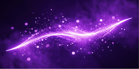 Abstract purple light wave with glowing particles and smoke effect, conveying a sense of magic and energy. © Julya