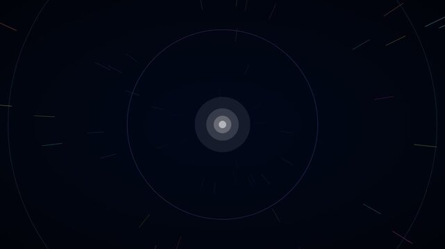 Neon multicolor warp shockwave hyperspace background on navy, warp speed motion loop