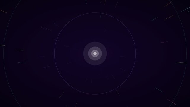Neon multicolor warp shockwave hyperspace background on deep purple, warp speed motion loop