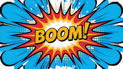 Explosion with colorful boom comic effect and shockwave Vector © Ridoy