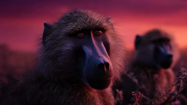 Animal featuring a macaque monkey with intense expression