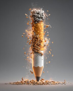 Cigarette transforming into pencil, creative potential unlocked, productivity replacement activity, positive habit substitution, life redirection symbolism