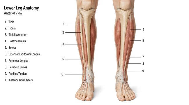 Anatomy of the lower leg muscles with labels education muscular structure