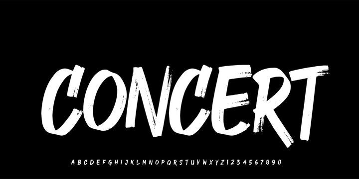 Concert font, A aggressive metal display font with chaotic forms, perfect for band logos, album covers, and dark music, clothing. vector illustration	