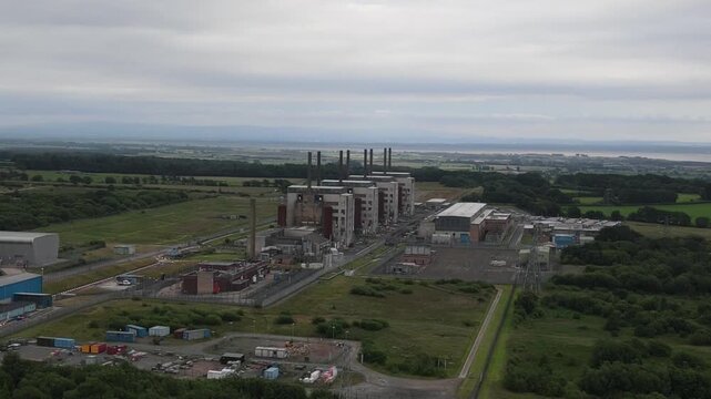 Drone footage of Chapelcross Nuclear Power Station undergoing decommissioning, Dumfries and Galloway
