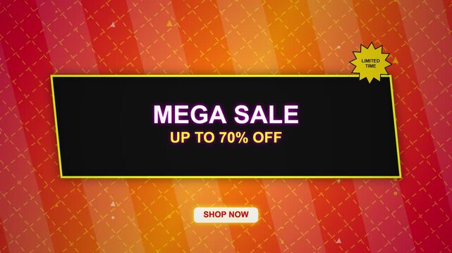 Mega Sale Up to 70 Percent Off Promotional Video Banner