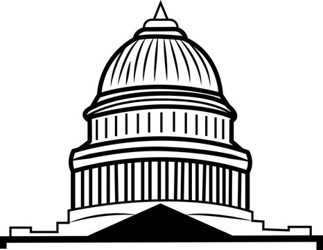 minimalist line drawing of the United States Capitol building vector