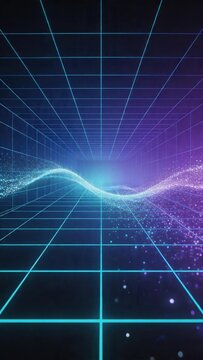 neon grid background with glowing wave